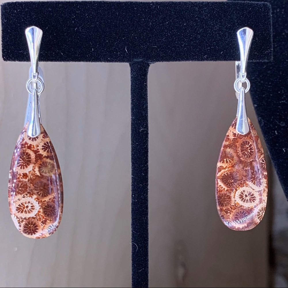 Coral and Sterling Silver earrings